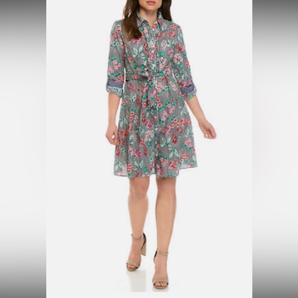 Tommy Hilfiger Dresses & Skirts - TOMMY HILFIGER FLORAL COTTON BELTED SHIRT DRESS SIZE 2
